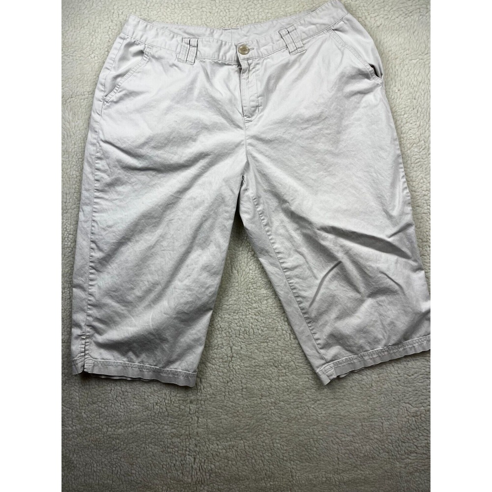 Columbia Shorts Womens 12‎ Bermuda Mid Rise Flat Front Cotton Blend Khaki Brown
